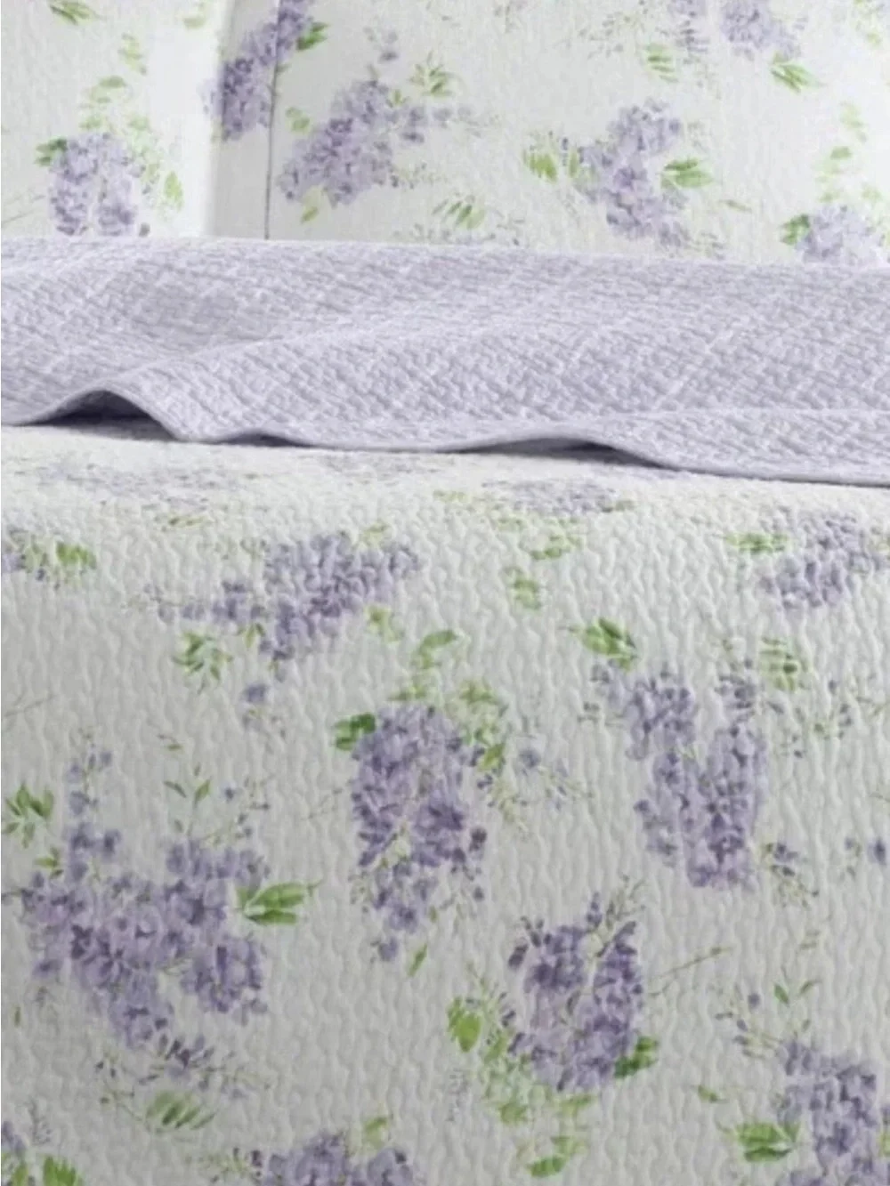 Laura Ashley ~ Full/Queen Keighley Floral 3 Pc Quilt Set Reversible Purple